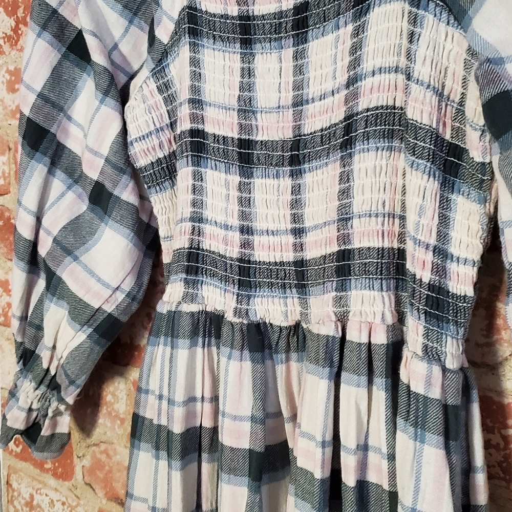 Madewell Lucie Elbow-Sleeve Smocked Mini Dress in Lebaum Plaid Medium - Picture 11 of 11